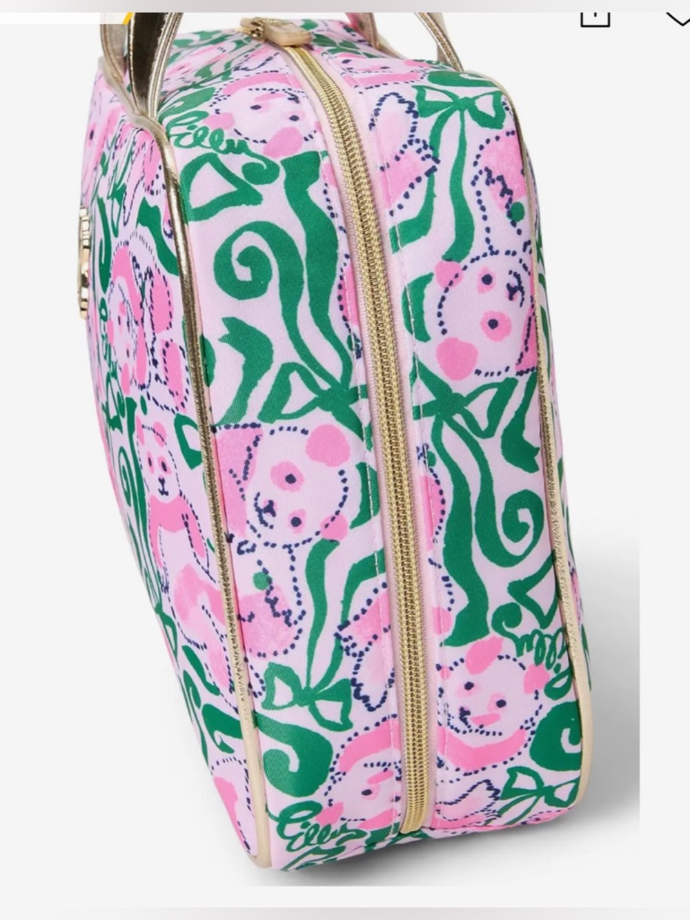 NWT Lilly Pulitzer Constance Cosmetic Case in pink Quartz Panda n Bows msrp $88 - Picture 11 of 12